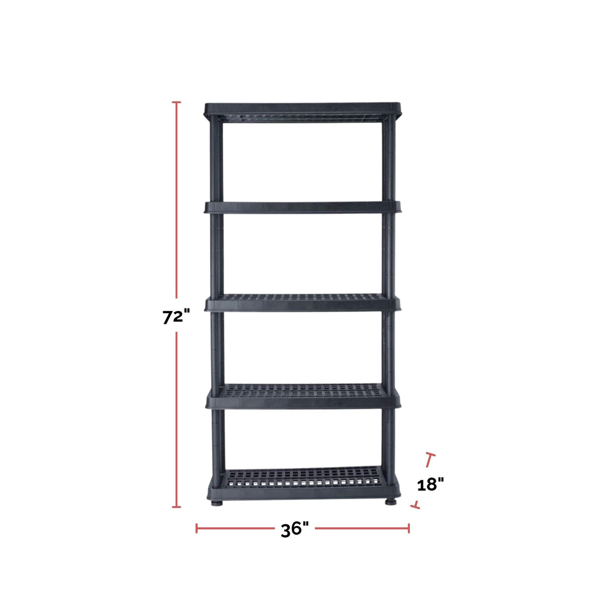 Adjustable 5-Shelf Resin/Plastic Storage Rack/Shelving Unit, 36 x 18 x 72-in D3Y7 - product image 8
