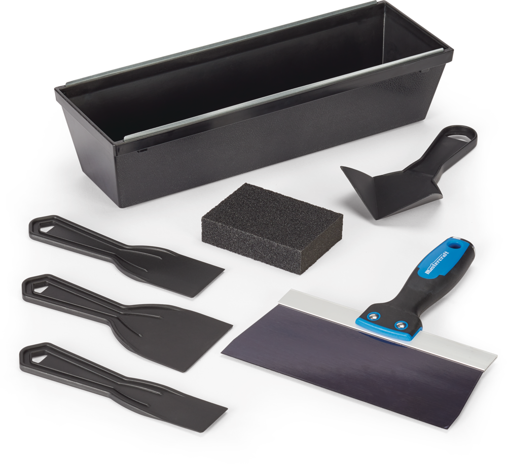DIY Drywall Set with Mud Pan, Taping Knife, Corner Tool, Putty Knife & Sponge, 7-pc X9X6 - product image 1