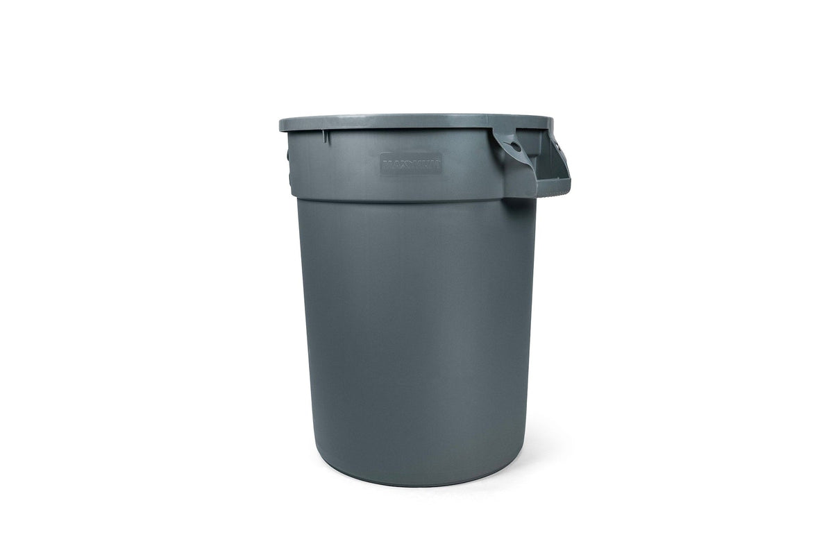 Commercial Circular Outdoor Garbage Can with Lid, Grey F5D1 - product image 1