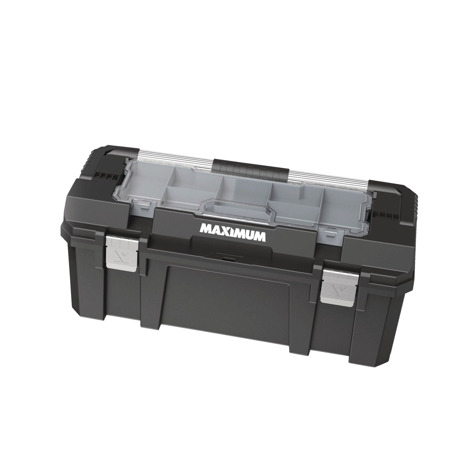 Heavy-Duty Plastic Tool Box with Removable Tray & Organizer, 26-in, Black R6P2 - product image 1