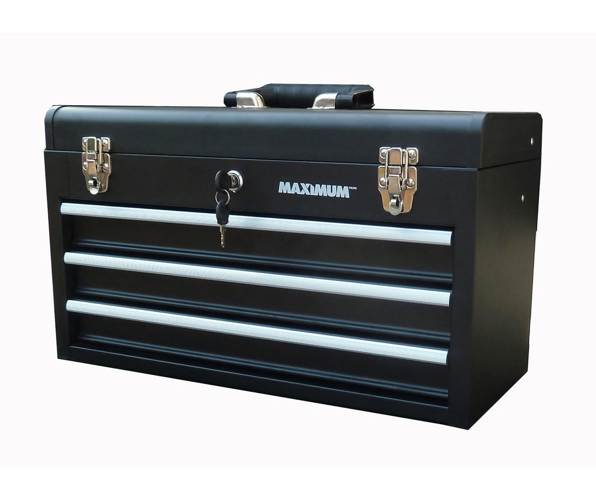 Portable Metal Tool Box with 3 Drawers, Black, 21-in M2E1 - product image 1