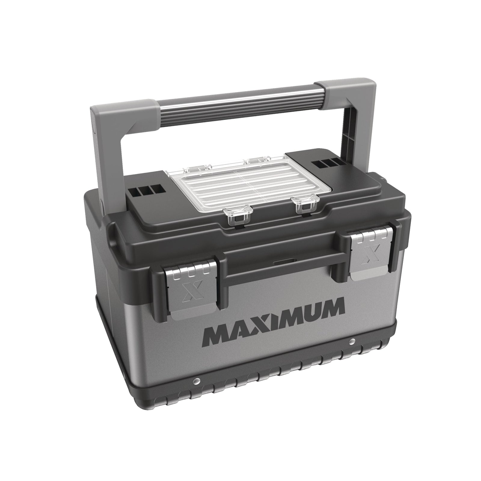 Portable Plastic & Metal Tool Box with Removable Tray & Organizer, Black, 15-in M4Z1 - product image 1
