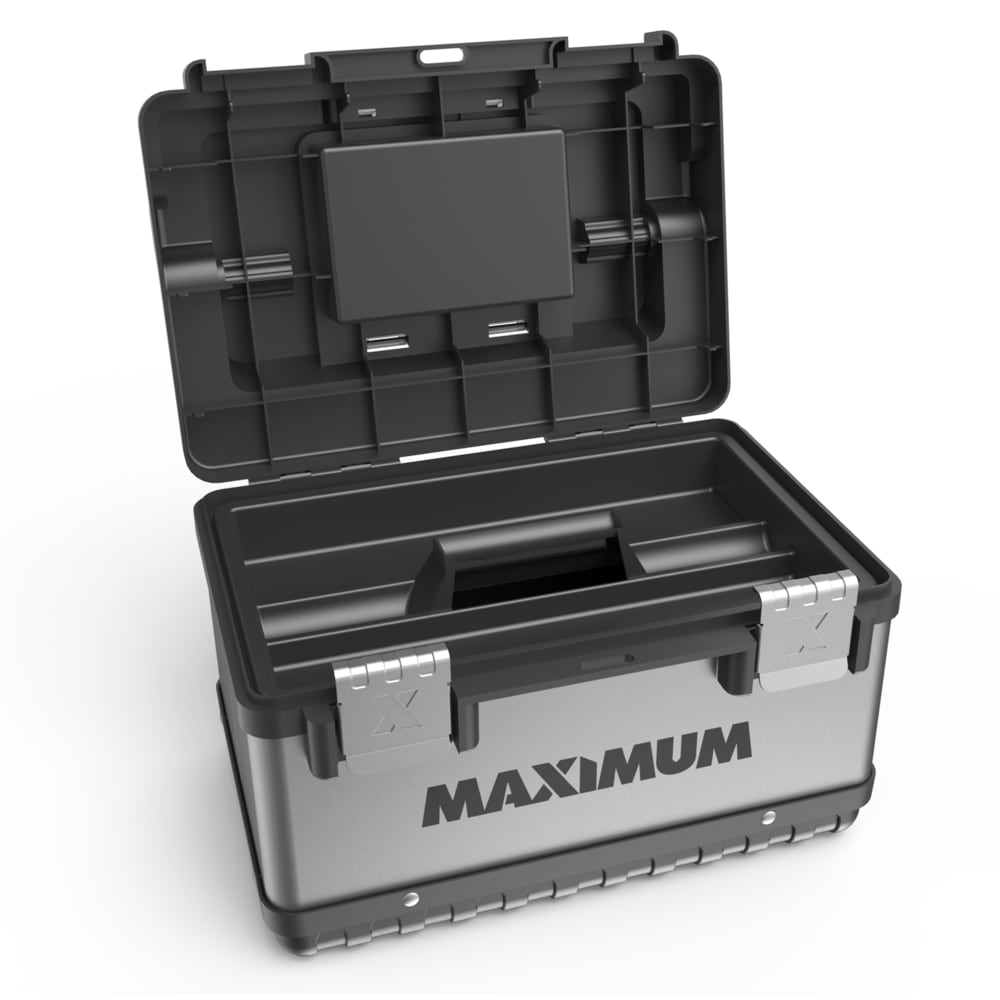 Portable Plastic & Metal Tool Box with Removable Tray & Organizer, Black, 15-in M4Z1 - product image 2