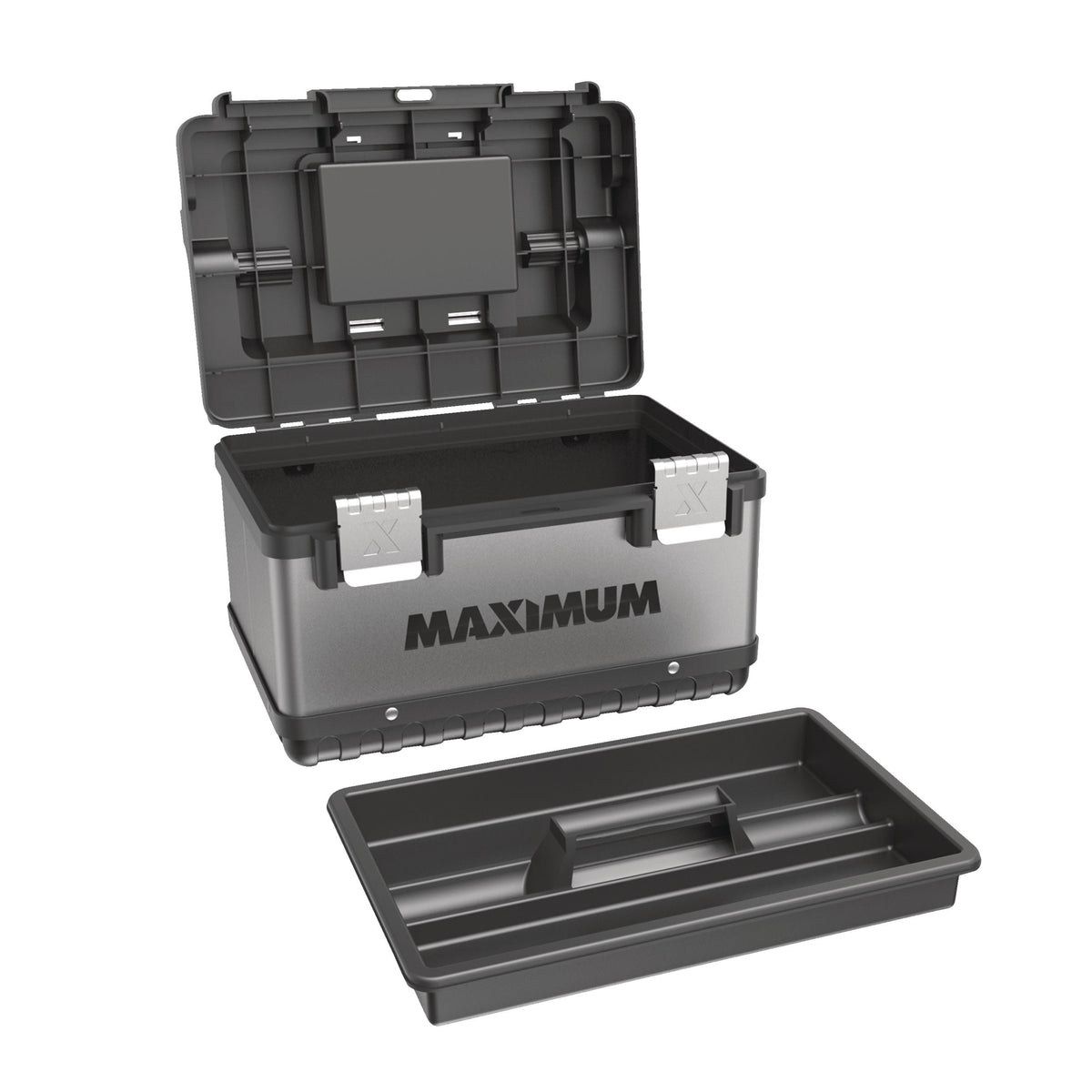 Portable Plastic & Metal Tool Box with Removable Tray & Organizer, Black, 15-in M4Z1 - product image 5