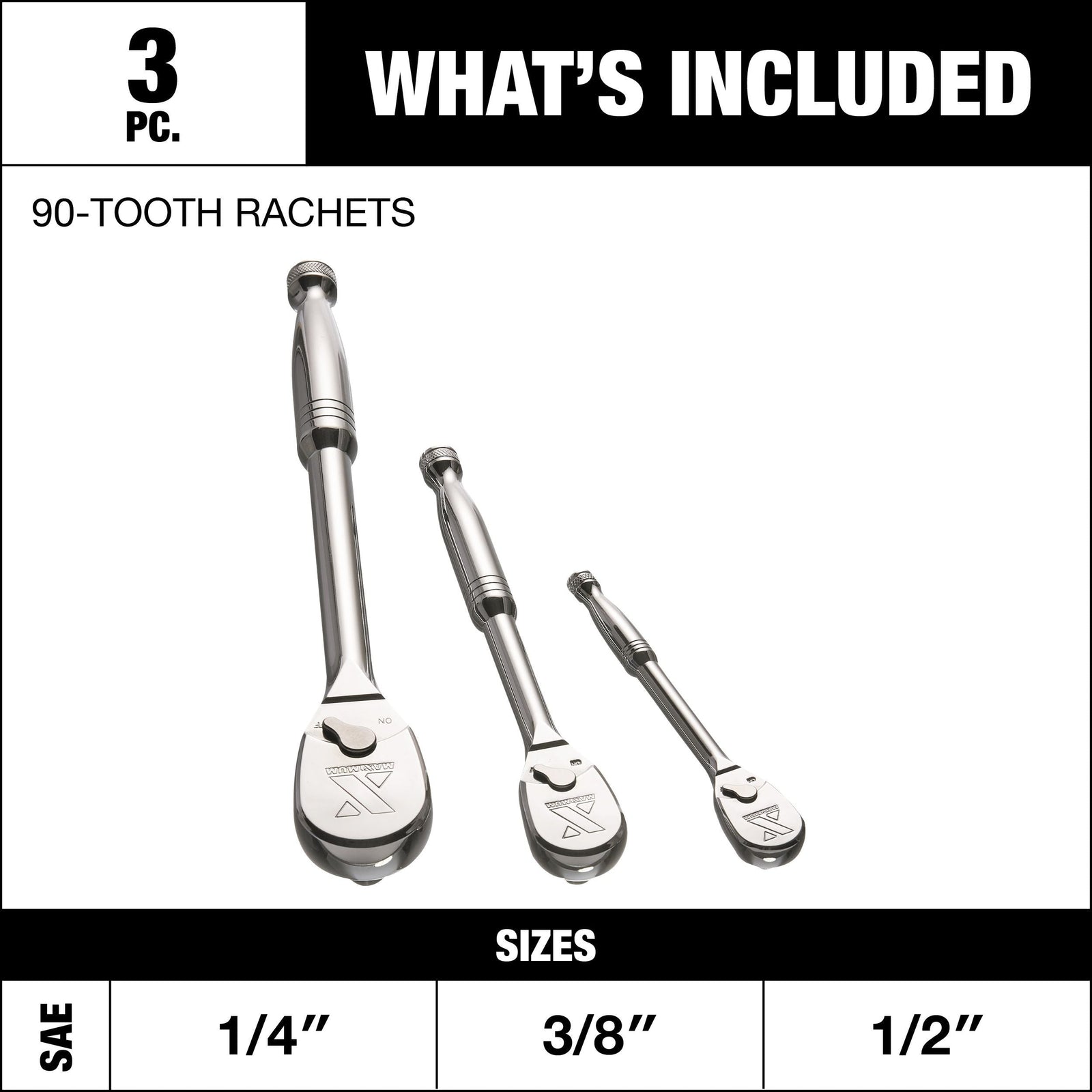 Ratchet Set, 90-Tooth, 3-pc O6V3 - product image 4