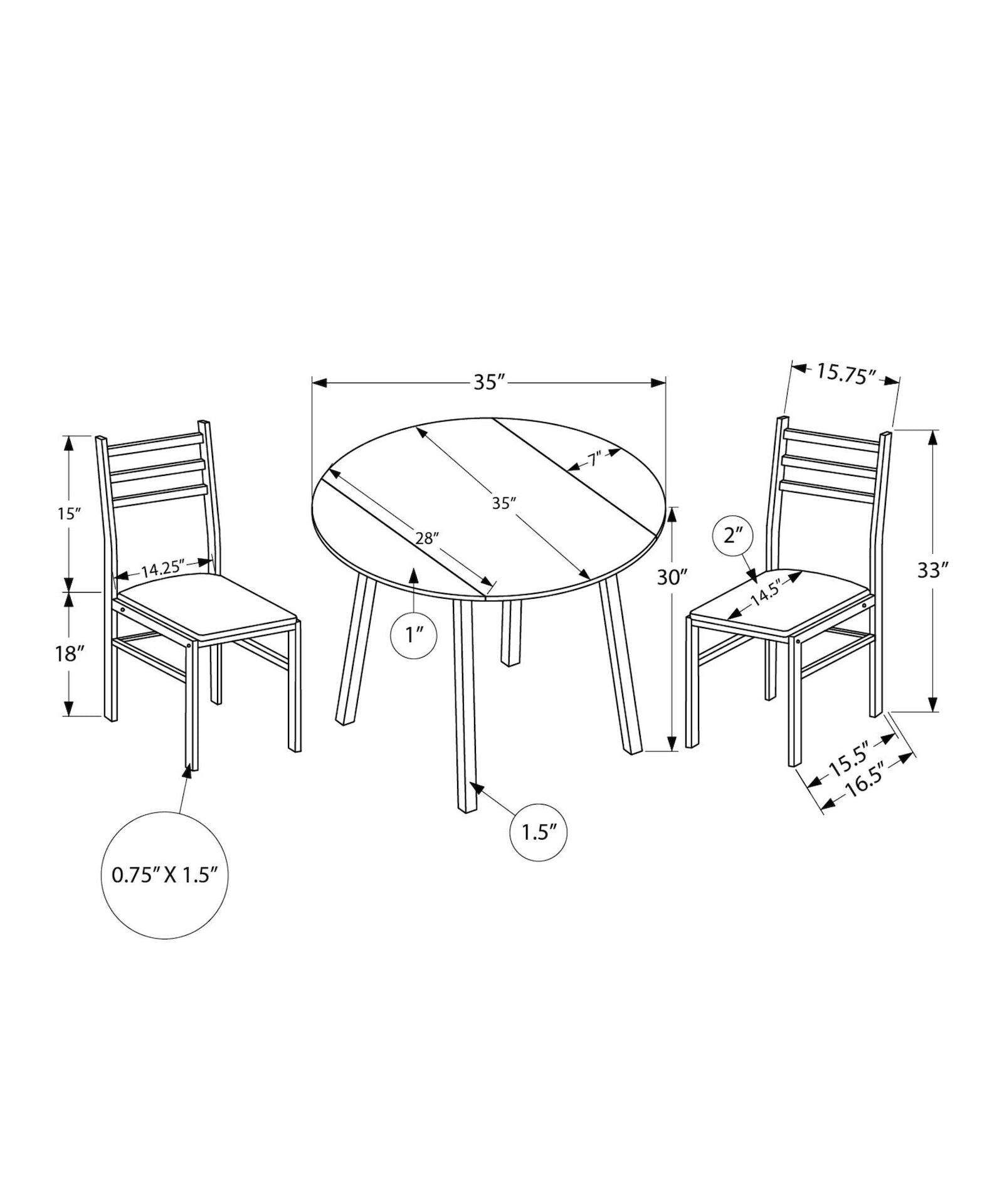 Specialties Dining Set, Taupe, 3-pc I9H3 - product image 3