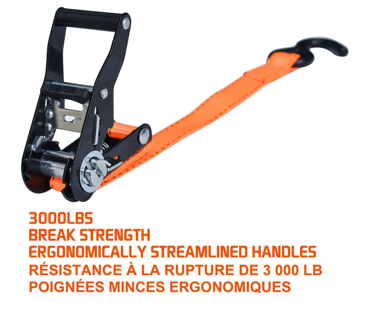 3,000-lb Heavy Duty Ratchet Tie Down Strap, Non-Padded, 1-in x 14-ft I4T5 - product image 5