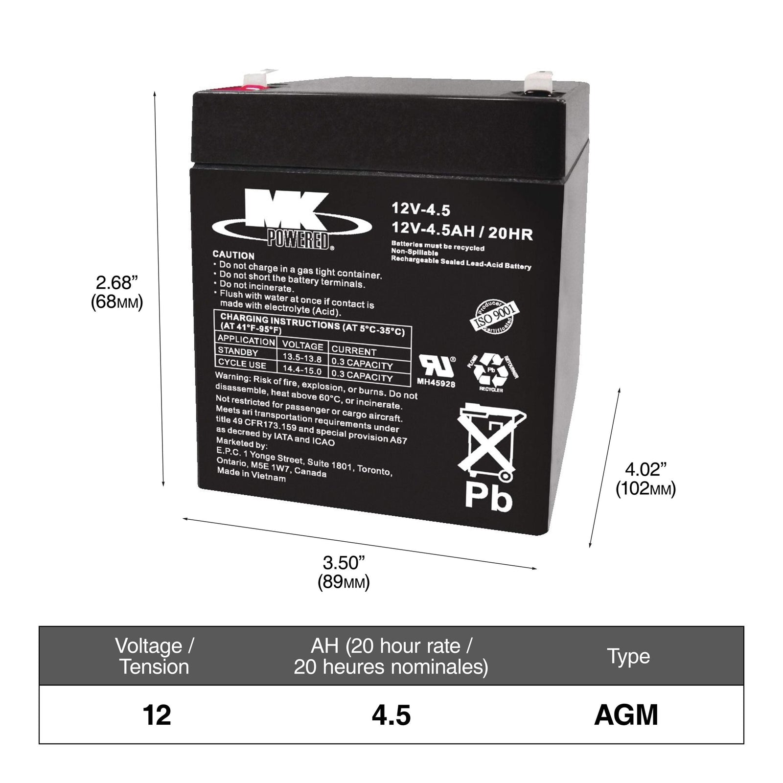 ELIMINATOR AGM Group Size 34 Battery, 750 CCA Y9W6 - product image 1