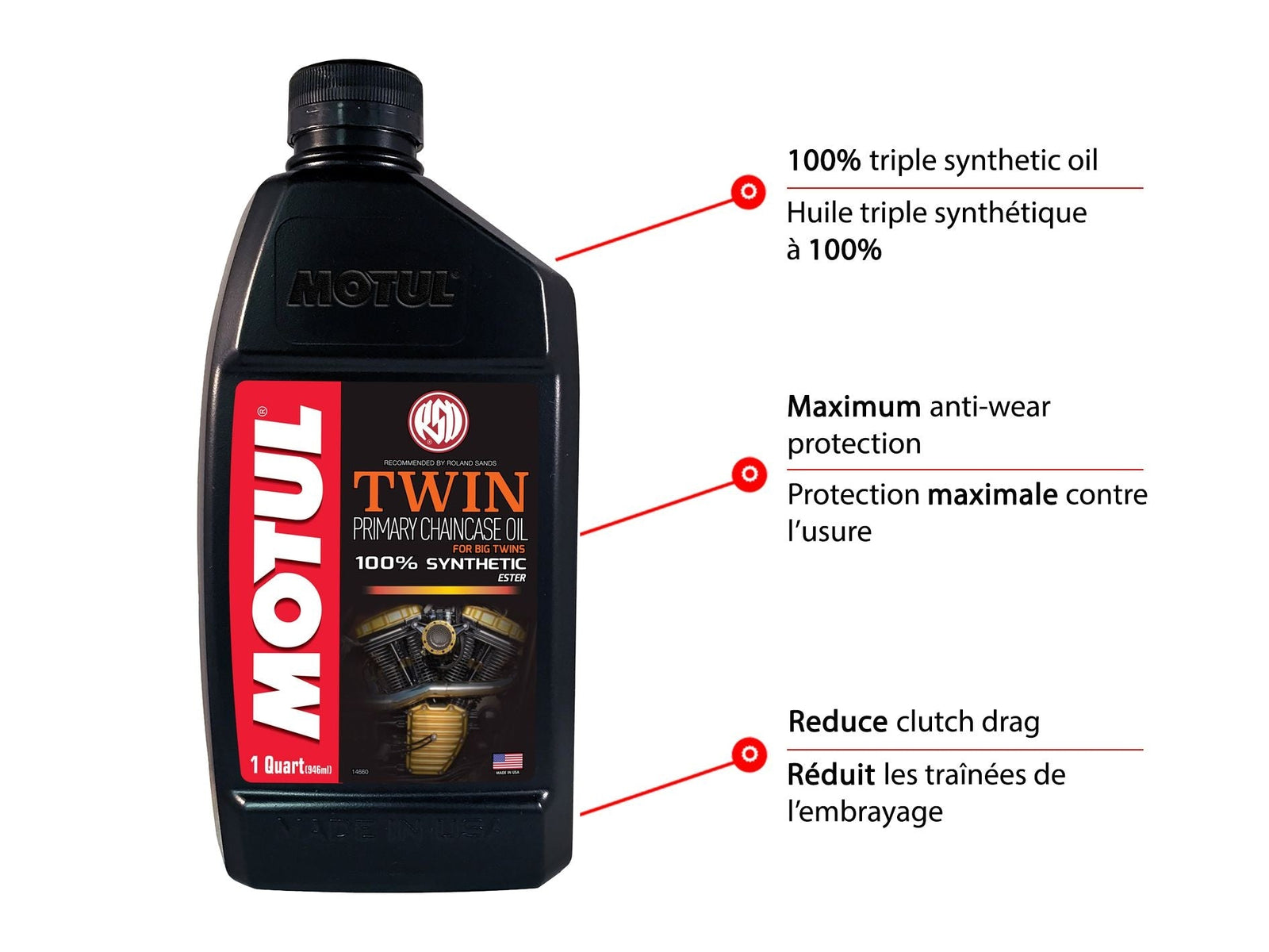 Twin Synthetic Primary Chain Case Motorcycle Oil, 1-L N3M2 - product image 2