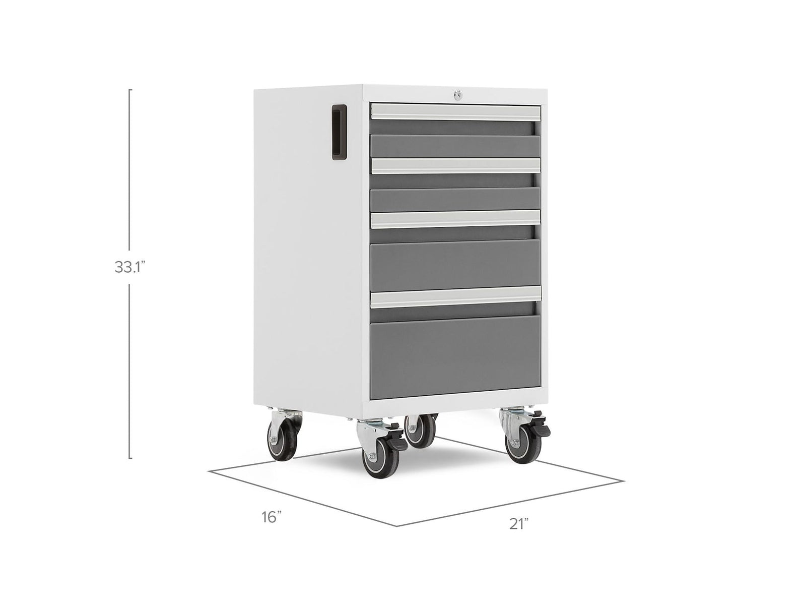 Bold 3.0 Series Lockable 4-Drawer Rolling Tool Cabinet, Fully-Welded, 600-lb Capacity, White/Platinum, 21-in X8V4 - product image 3