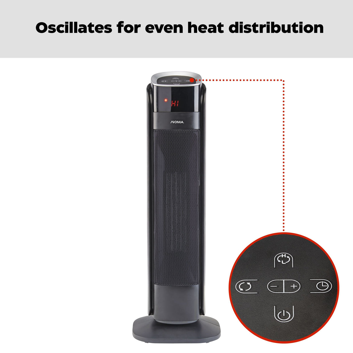 Oscillating Tower Ceramic Heater withRemote Control & Thermostat, 1500W, Black, 24-in G2I6 - product image 5