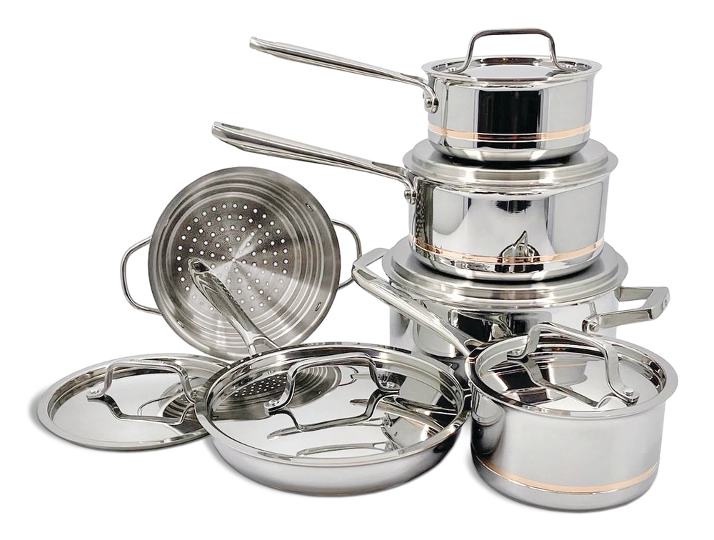 5-Ply Copper Core Stainless Steel Cookware Set, Oven Safe, 12-pc F3V8 - product image 2