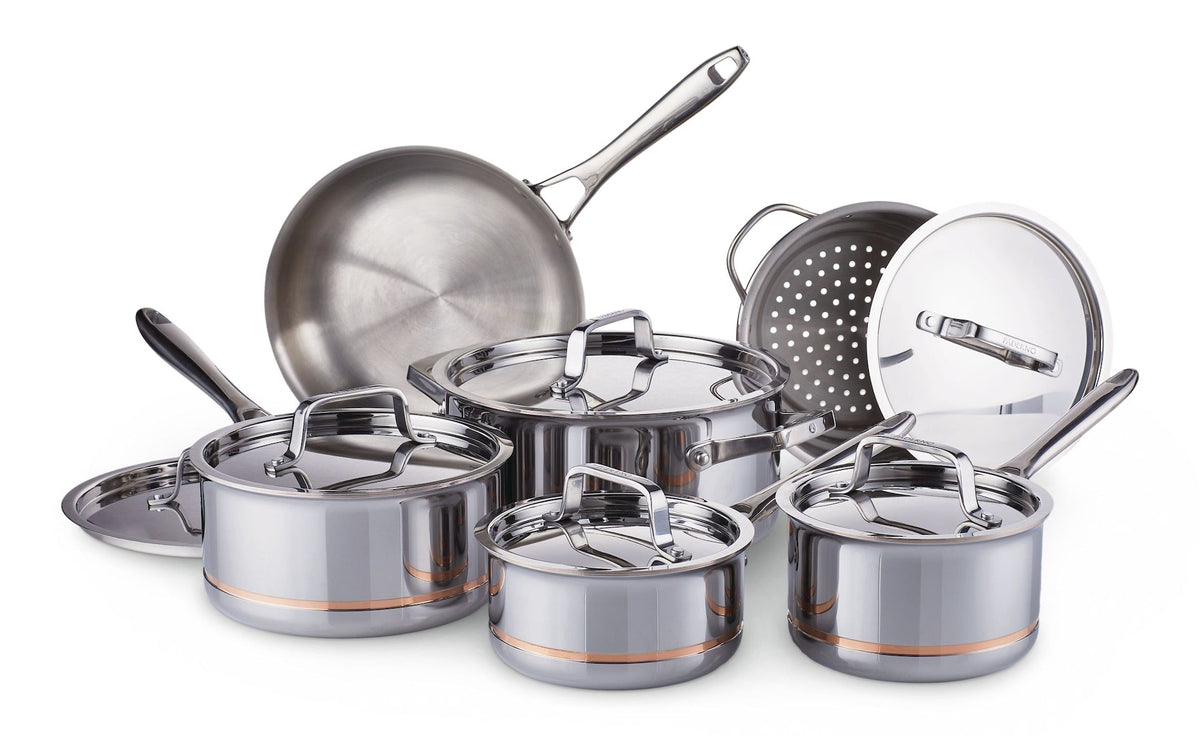 5-Ply Copper Core Stainless Steel Cookware Set, Oven Safe, 12-pc L4V2 - product image 4