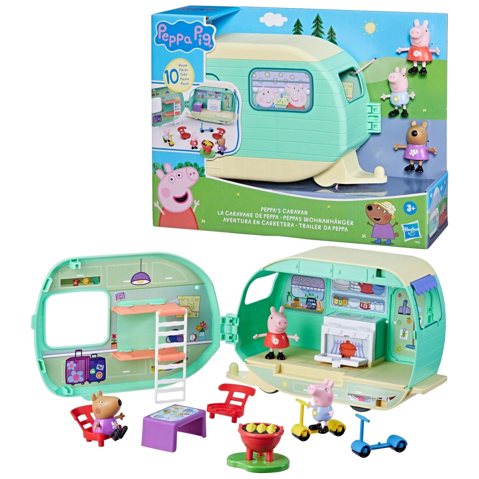 Pig 2-in-1 Caravan/Camper Playset with 3 Figures I7H5 - product image 1