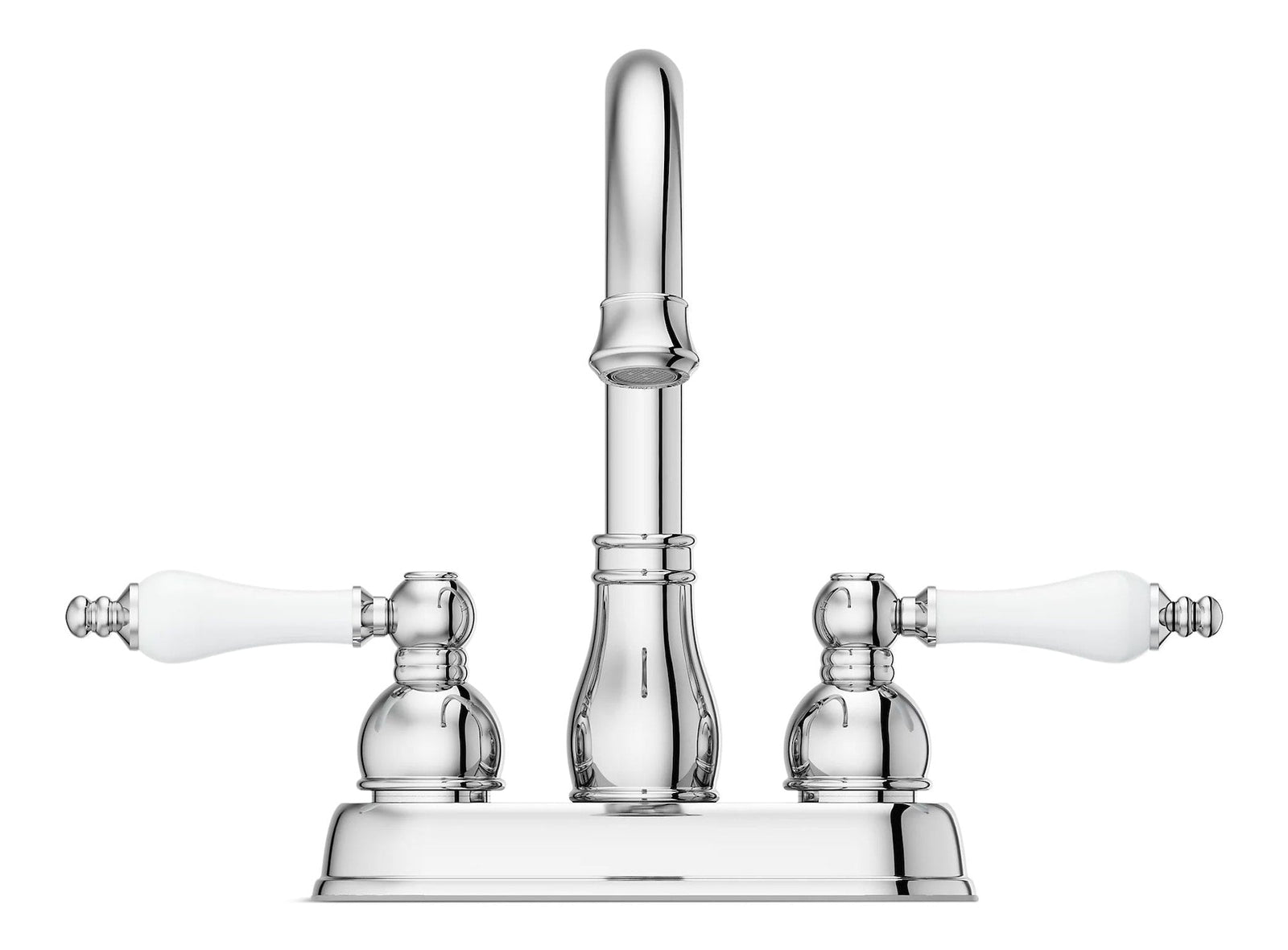Henlow Double Handle High Arc 4-in Centreset Bathroom Sink Faucet, Push & Seal Drain, Polished Chrome K2R7 - product image 1