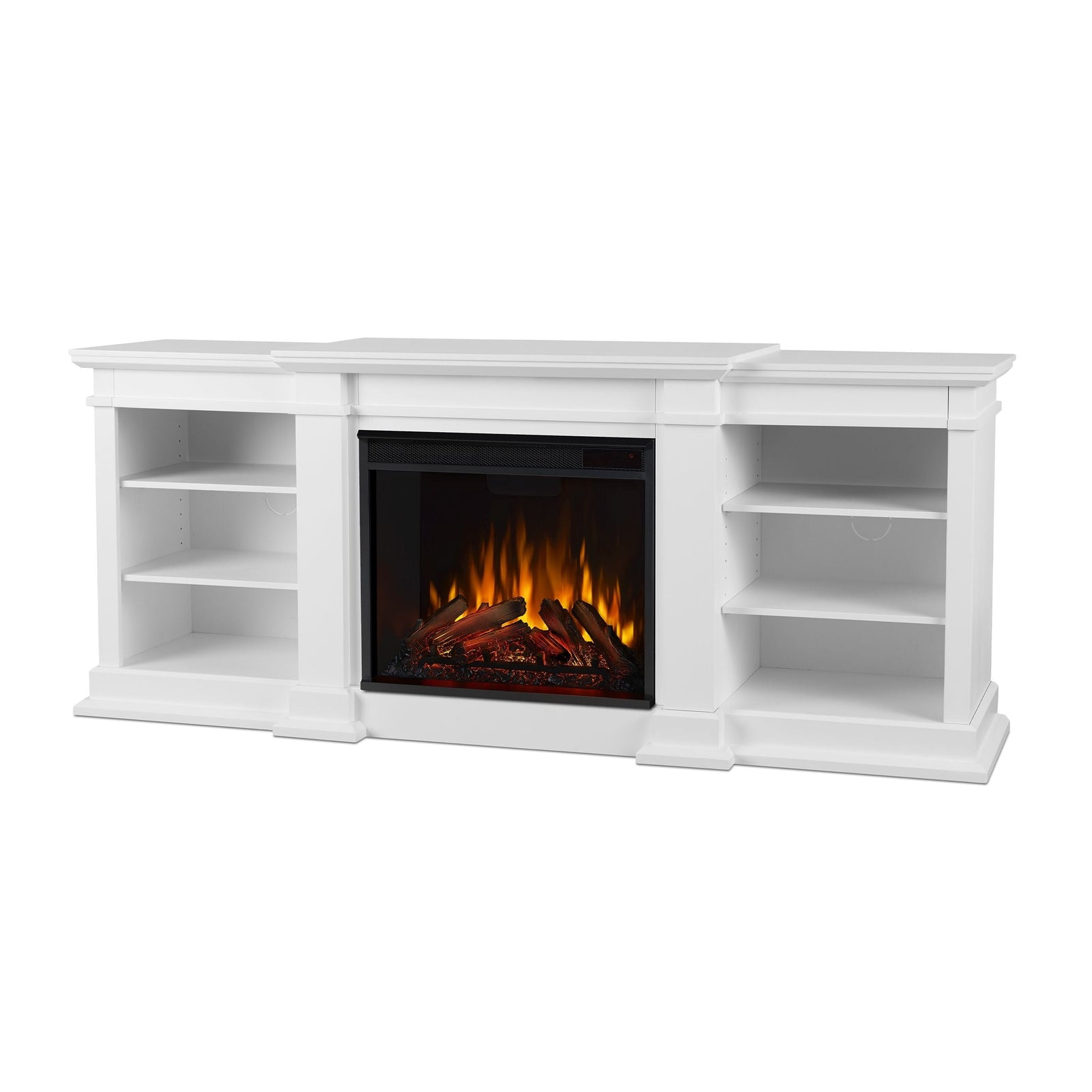 Flame Fresno Electric Media Indoor Electric Fireplace TV Stand, 72-in, 1500W, White F7K2 - product image 1