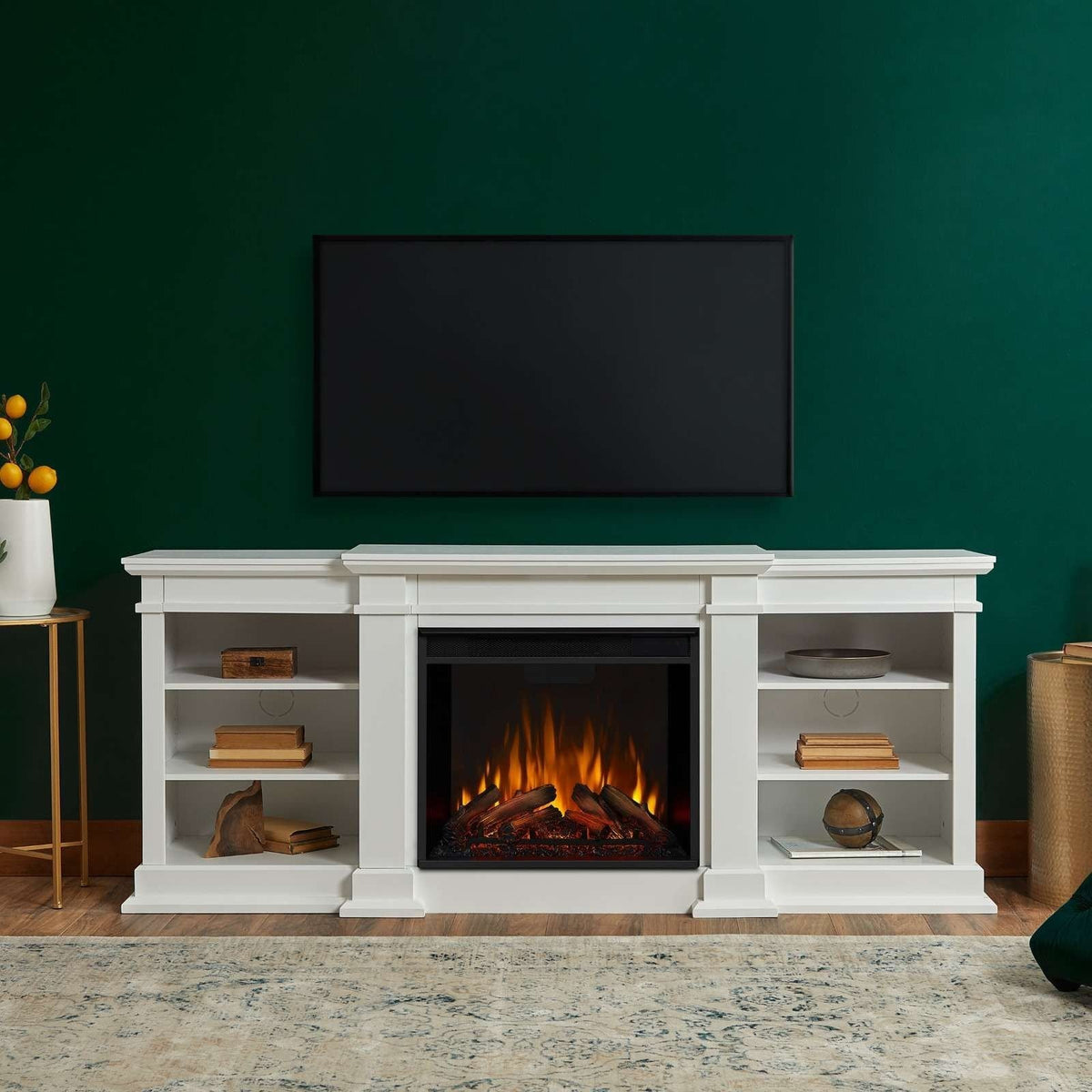 Flame Fresno Electric Media Indoor Electric Fireplace TV Stand, 72-in, 1500W, White F7K2 - product image 7