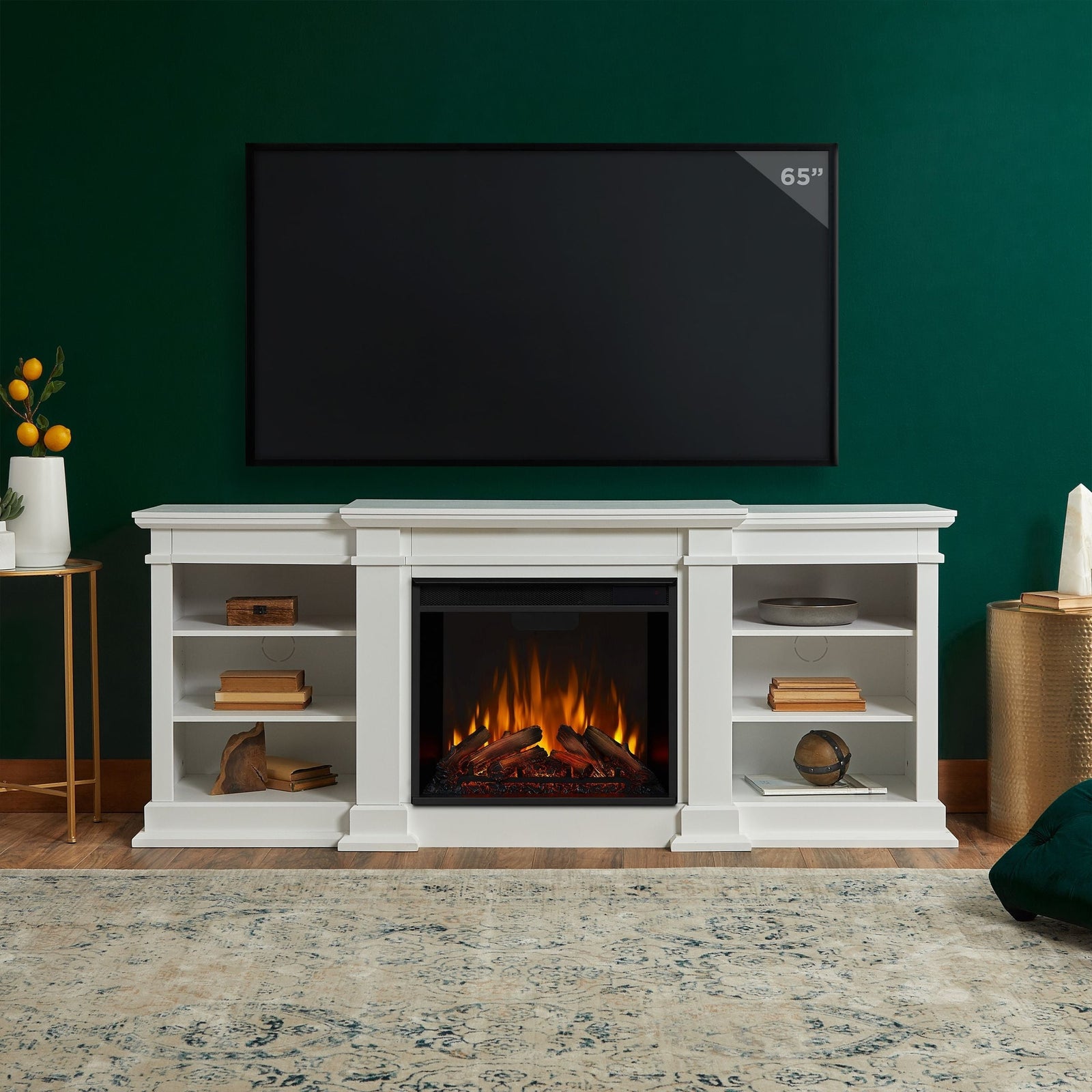 Flame Fresno Electric Media Indoor Electric Fireplace TV Stand, 72-in, 1500W, White F7K2 - product image 8
