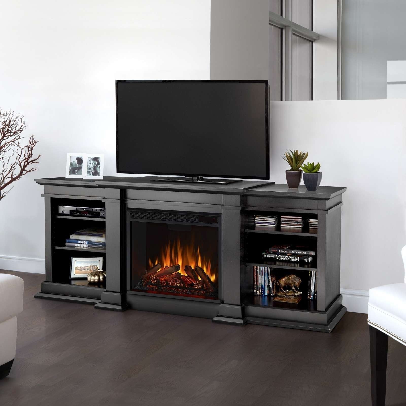 Flame Fresno Media Indoor Electric Fireplace TV Stand, 72-in, 1500W, Black Z1Y6 - product image 7
