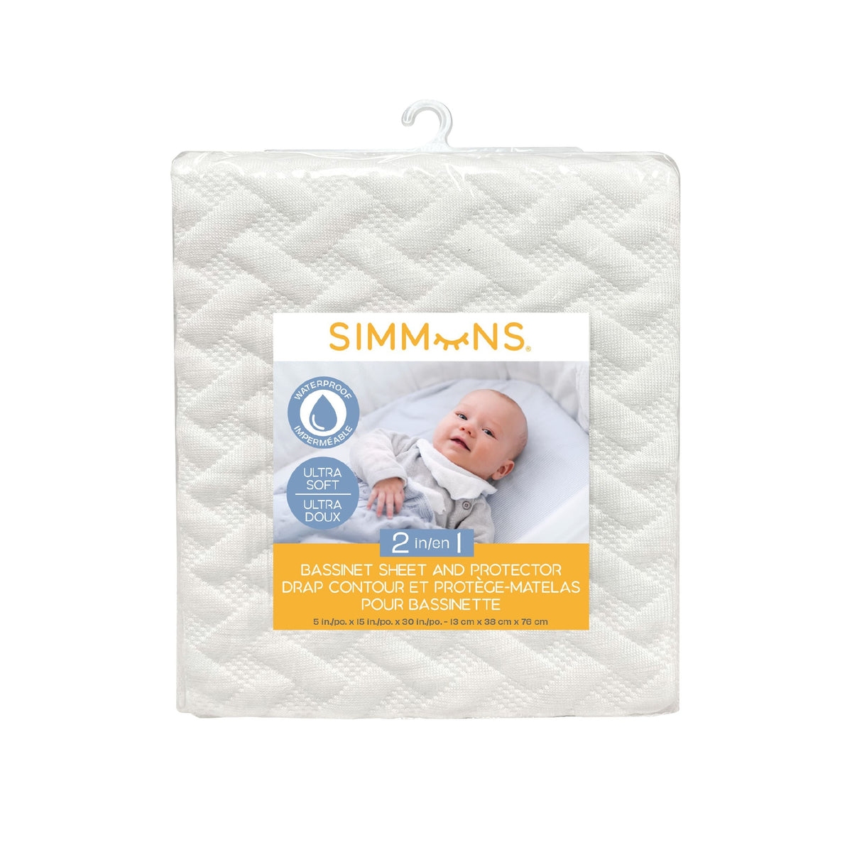 2-in-1 Bassinet Sheet & Waterproof Protector, Ivory M6C7 - product image 1