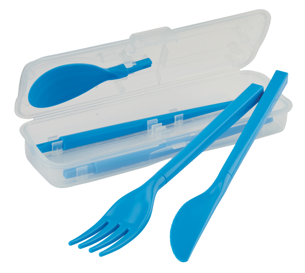 Cutlery Set To Go, Modular Travel Plastic Cutlery Set with Knife, Fork, Spoon, Chopsticks and Case K3S1 - product image 1