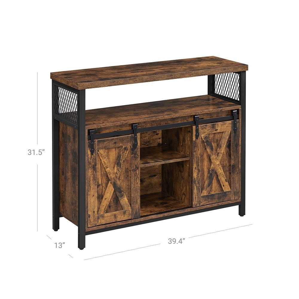 Home Brown Buff Sideboard Storage with Sliding Doors V8I7 - product image 1