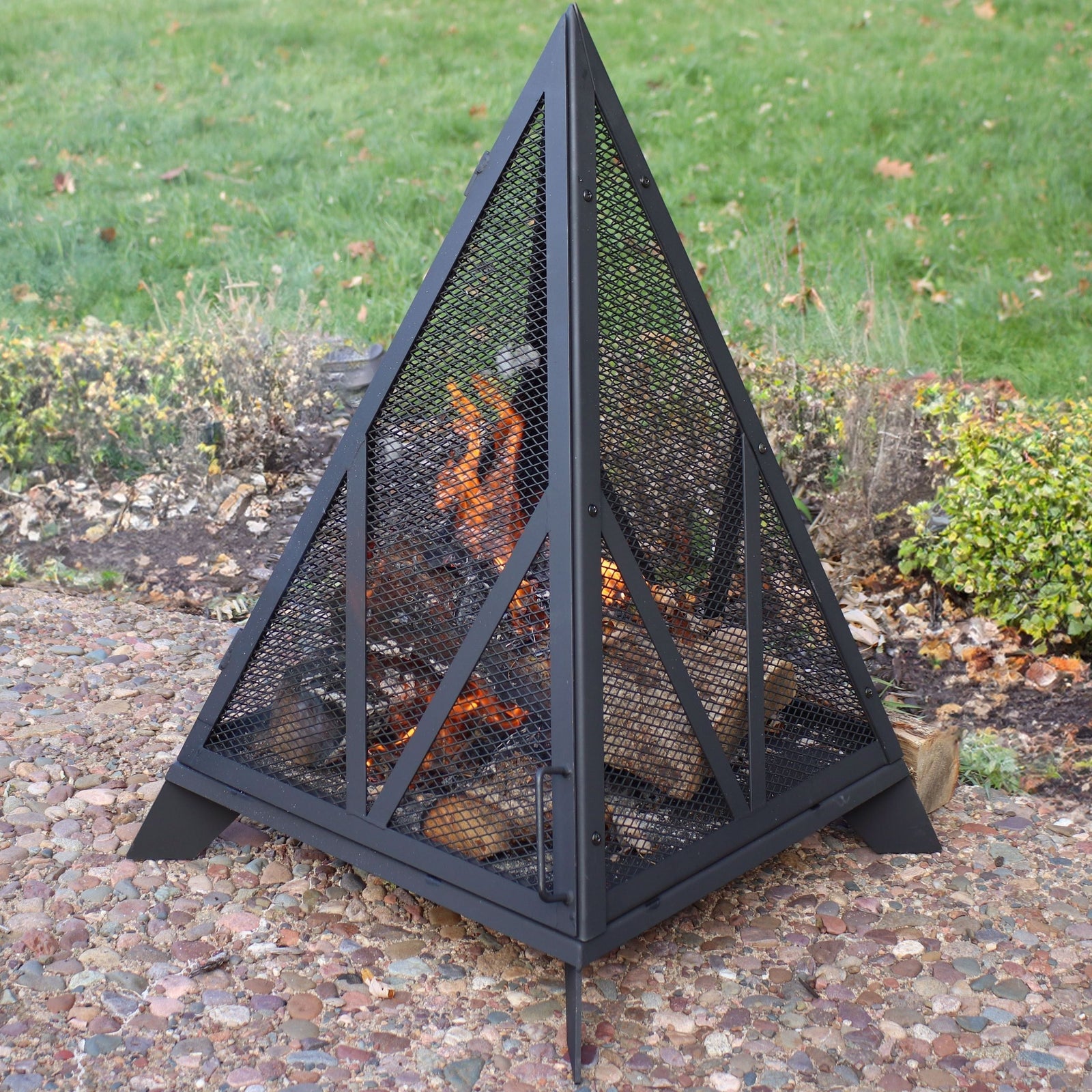 Decor Majestic Pyramid Steel Fire Pit, Black G7C4 - product image 7