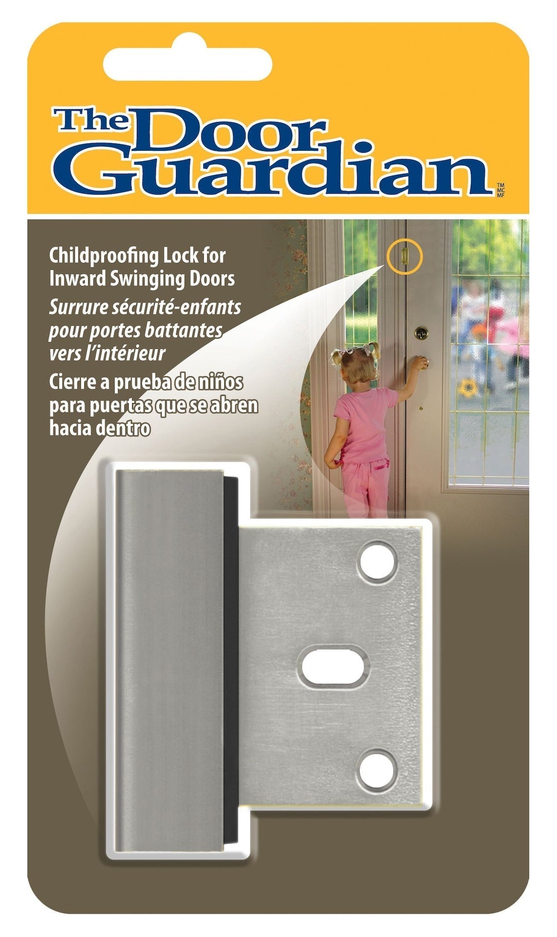 The Door Guardian Child Proof Lock for Inwards Swinging Door, Satin Chrome S0M2 - product image 1