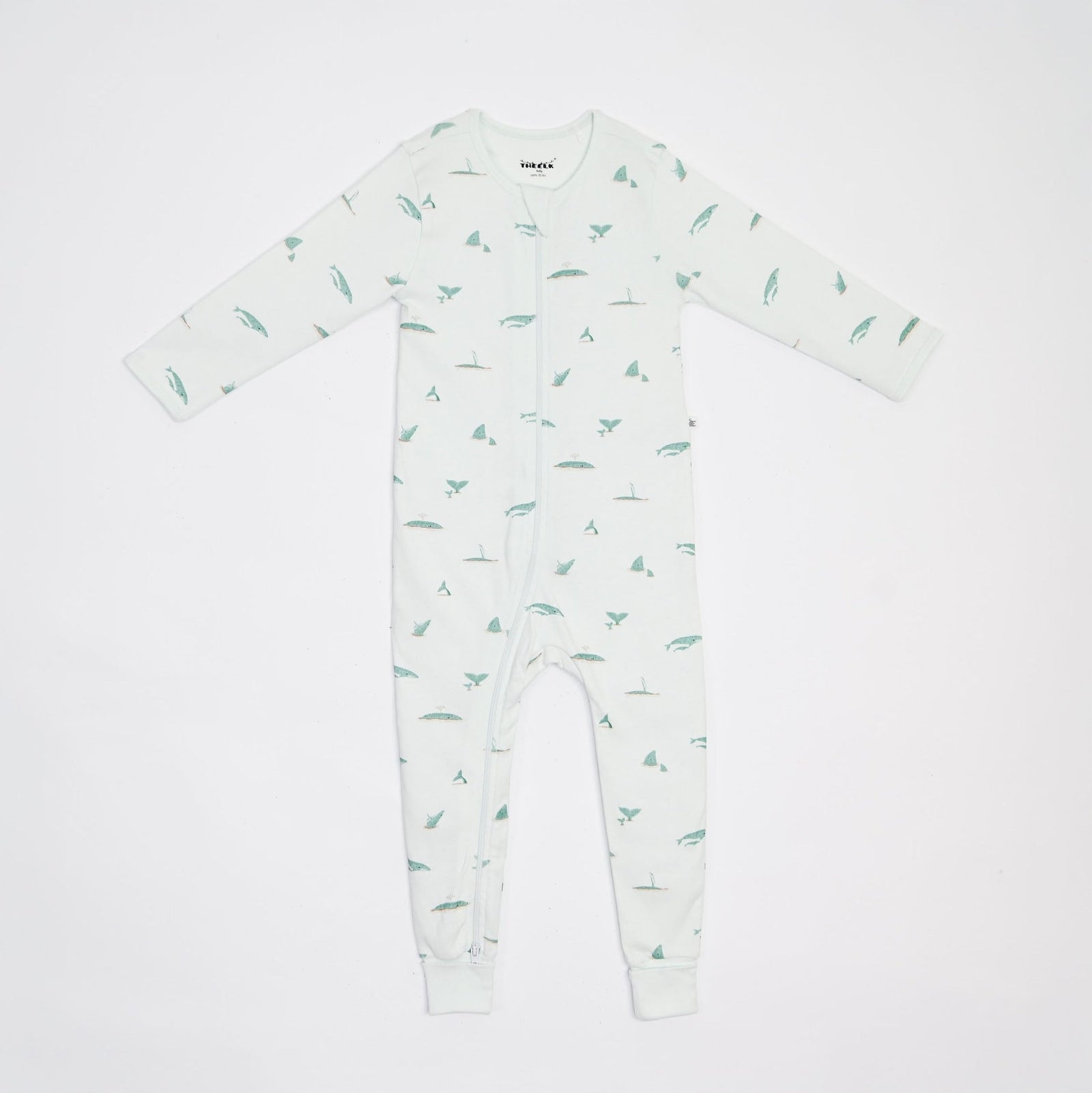The Elk Baby Whale Print Premium Organic Cotton Play and Grow Rib Foot Zippy, Various Sizes W3O4 - product image 1