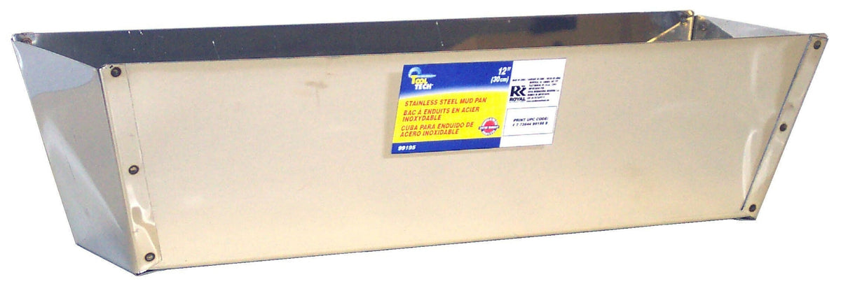Tool Tech Stainless Steel Drywall Joint Compound Mud Pan with Sheared Edges, 12-in C1R3 - product image 1