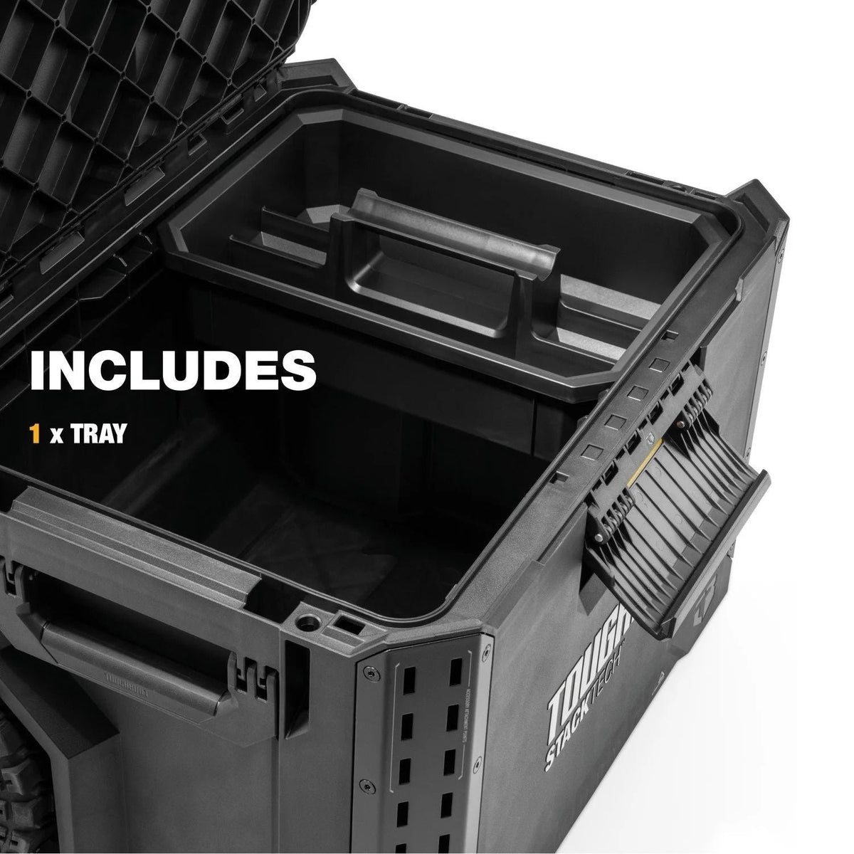 StackTech Portable Modular Plastic/Metal Rolling Tool Box with Handle and Inner Tray, IP65-Rated, Black W7D2 - product image 2