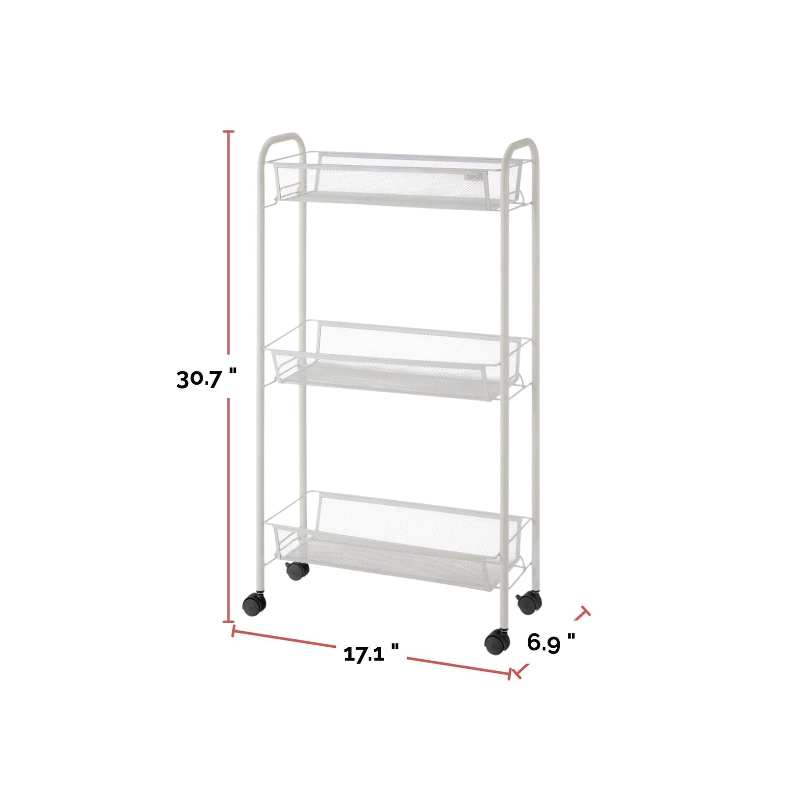 type A 3-Tier Mesh Wire Slim Storage Cart T6G7 - product image 4