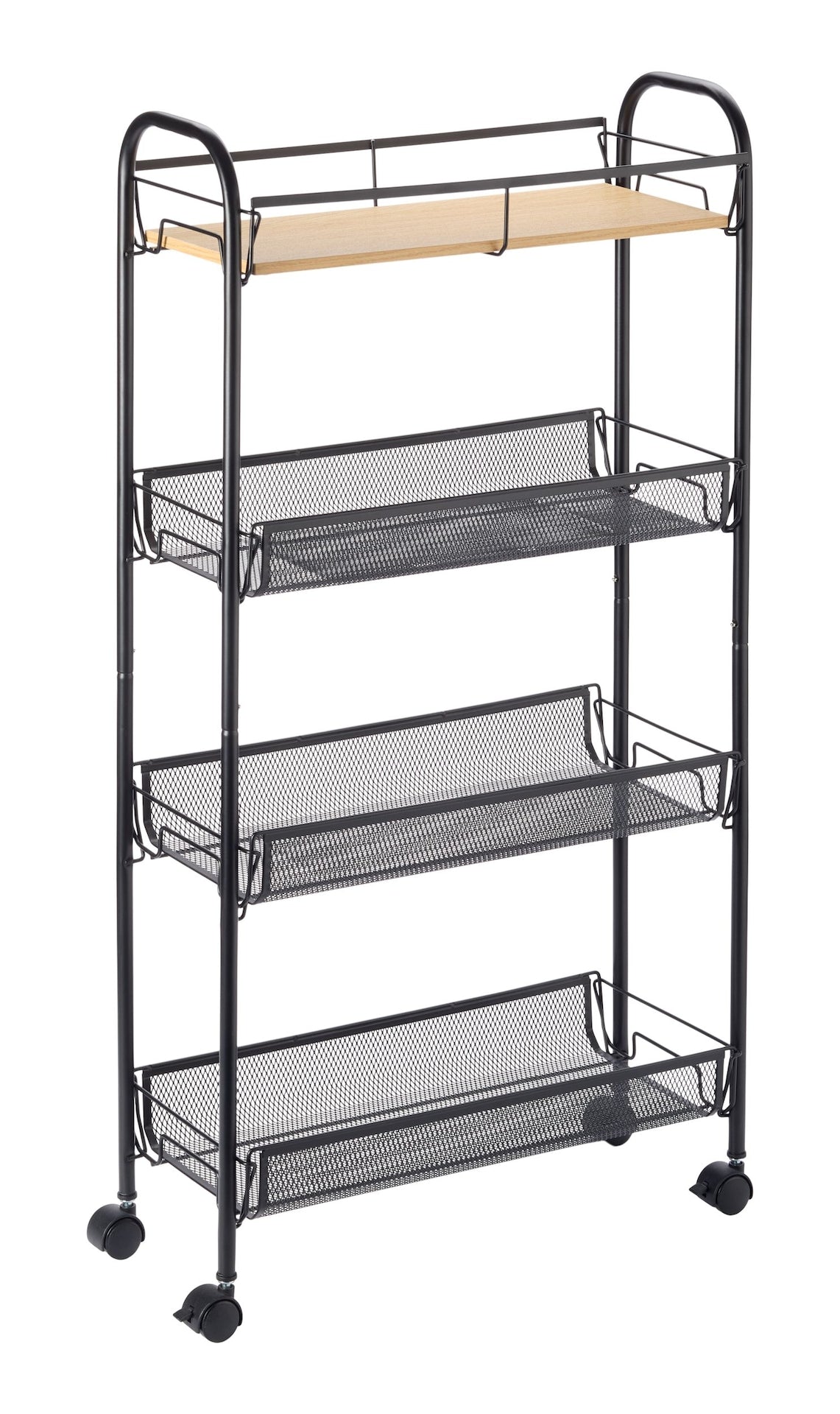 Type A 4-Tier Open Mesh Wire Slim Storage Cart, Black, 17.2x32.6-in Q3U0 - product image 1