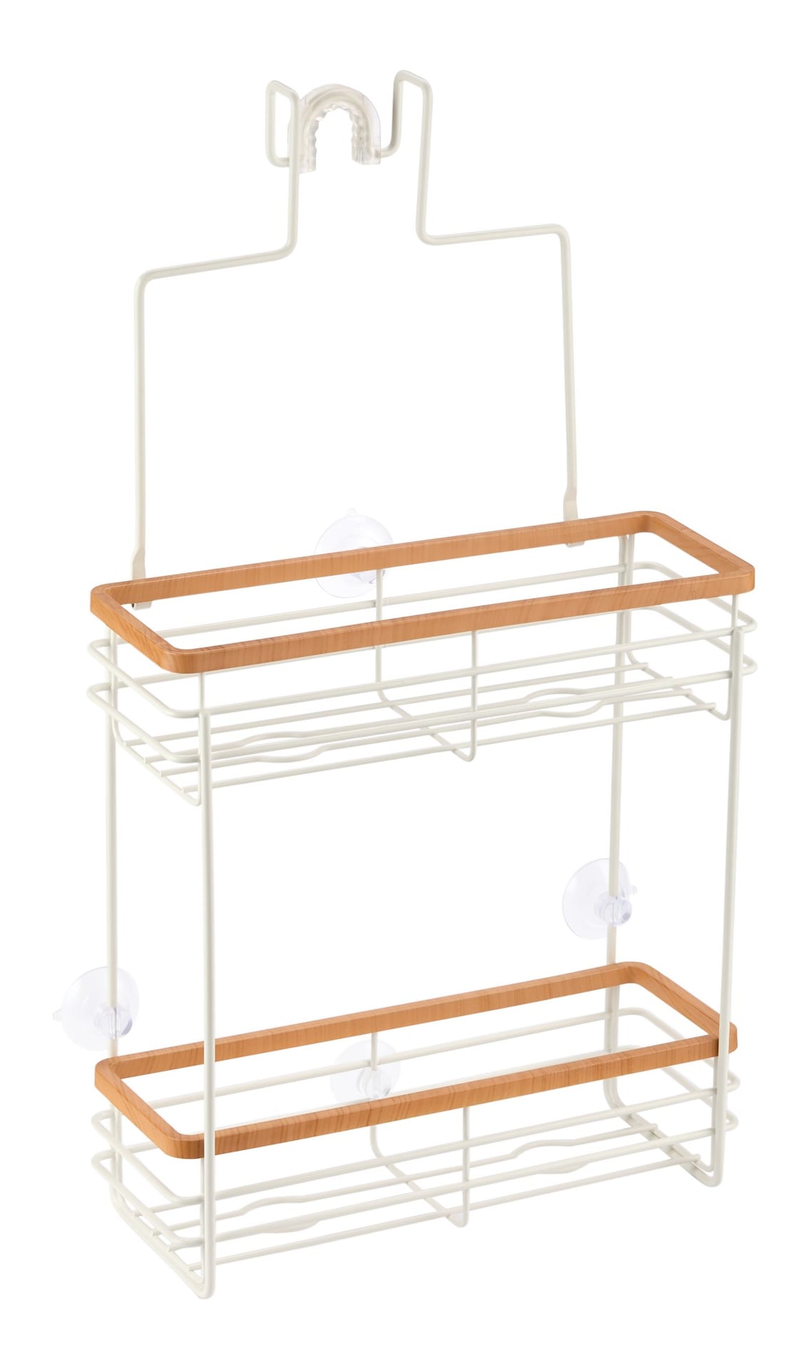 Type A Cubina Over-The-Shower 2-Tier Shower Caddy with Hook, White/Natural M9B6 - product image 1