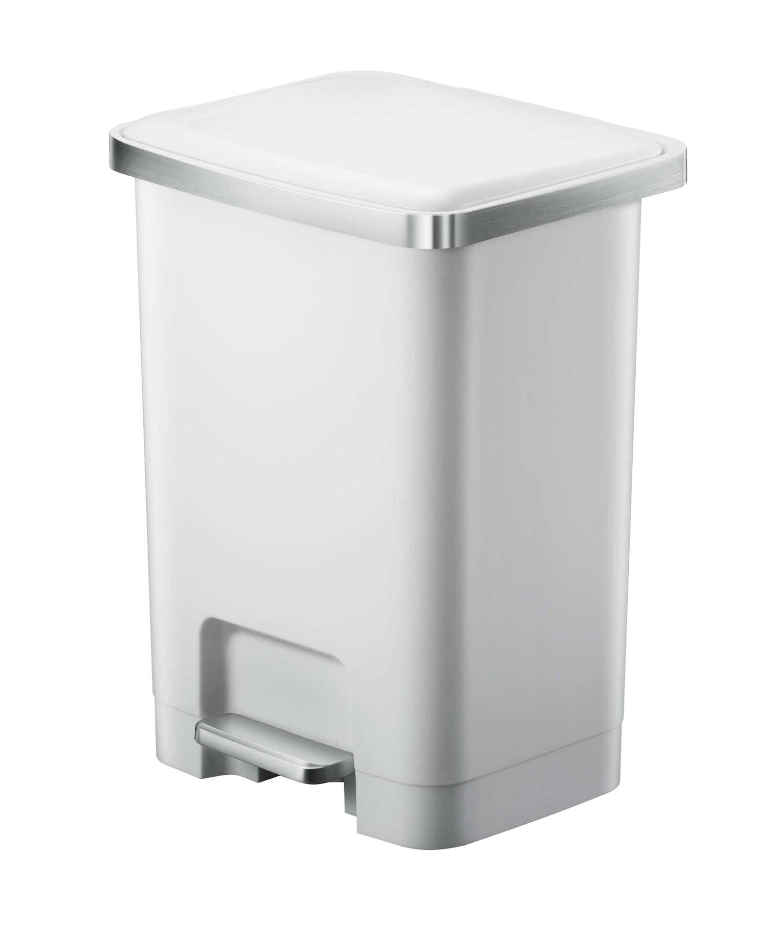 Type A Wide Resin Rectangular Step Refuse Can, White, 25-L Z3D0 - product image 1