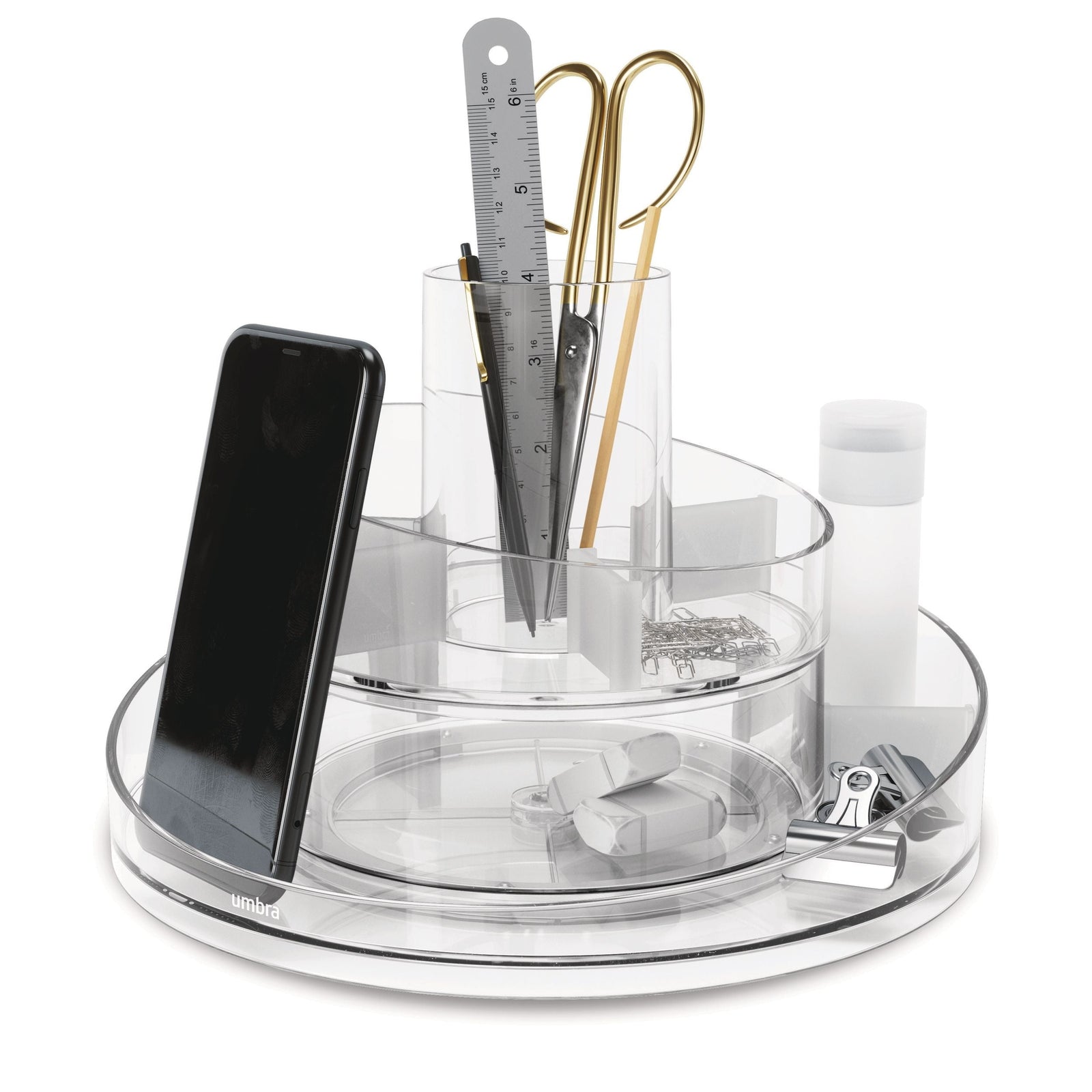Cascada Acrylic Spinning Turntable Cosmetic Vanity Organizer, Clear O6K9 - product image 1