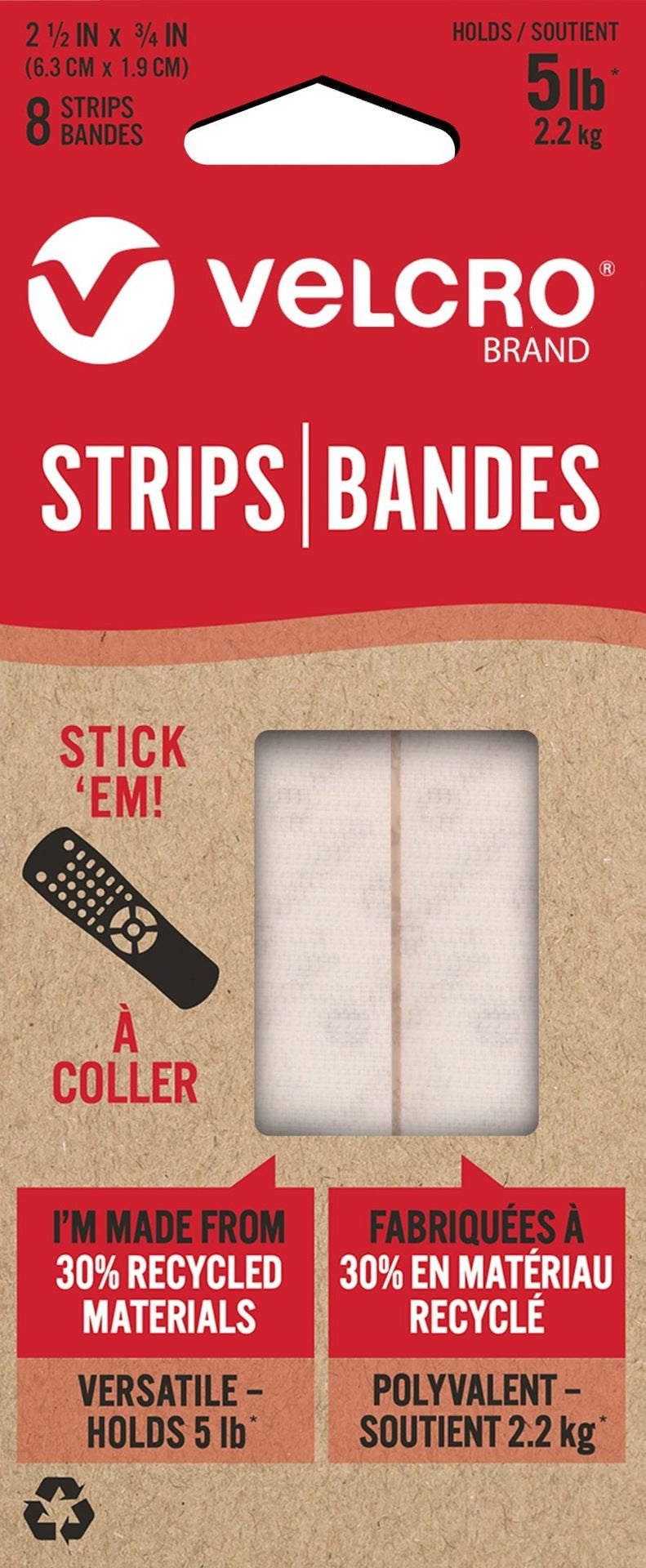 Durable Reusable Eco Strips, White, 5-lbs, 2.5 x 0.7-in, 8-pk G3U5 - product image 1