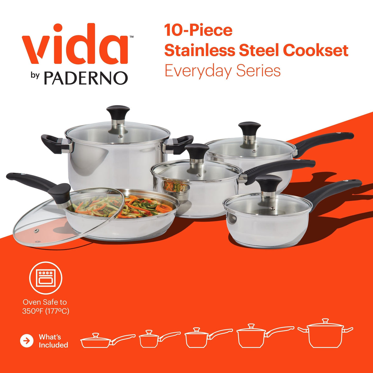 Everyday Series Premium Stainless Steel Cookware Set, Dishwasher & Oven-Safe, 10-pc G2Q4 - product image 7
