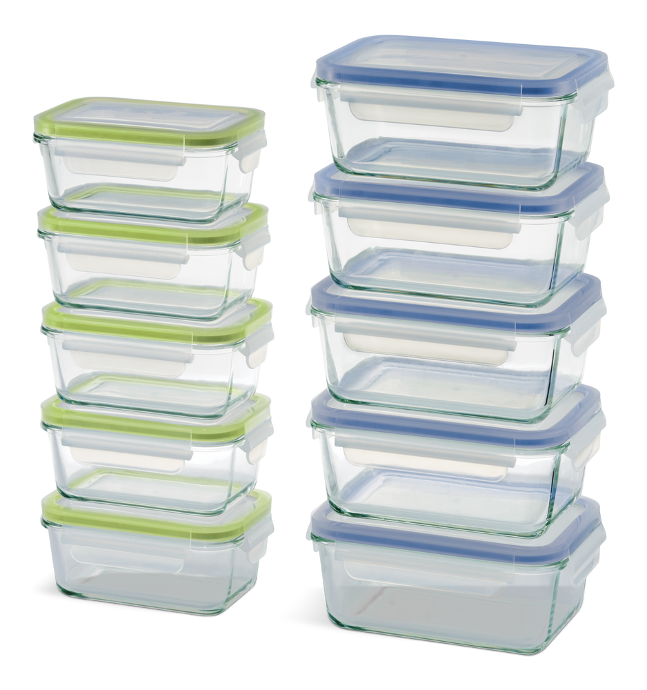 Glass Clip Lid Food Storage Container Set with Leakproof Lids, 10-pk, with Lids A3K1 - product image 1