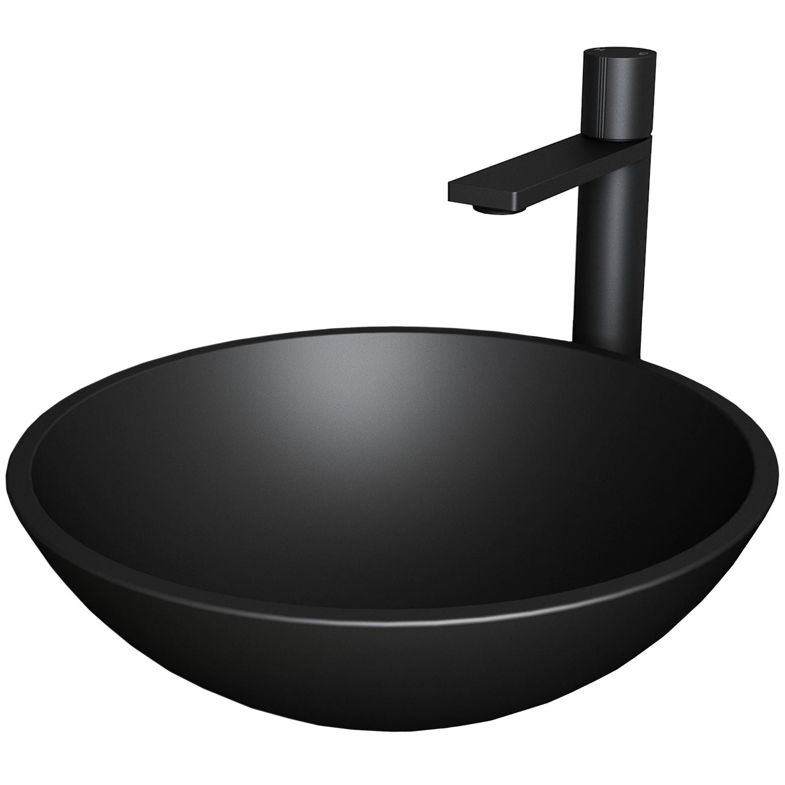 Cavalli MatteShell Matte Black Bathroom Sink/Basin Set with Gotham Faucet and Round Glass Vessel B2B6 - product image 1