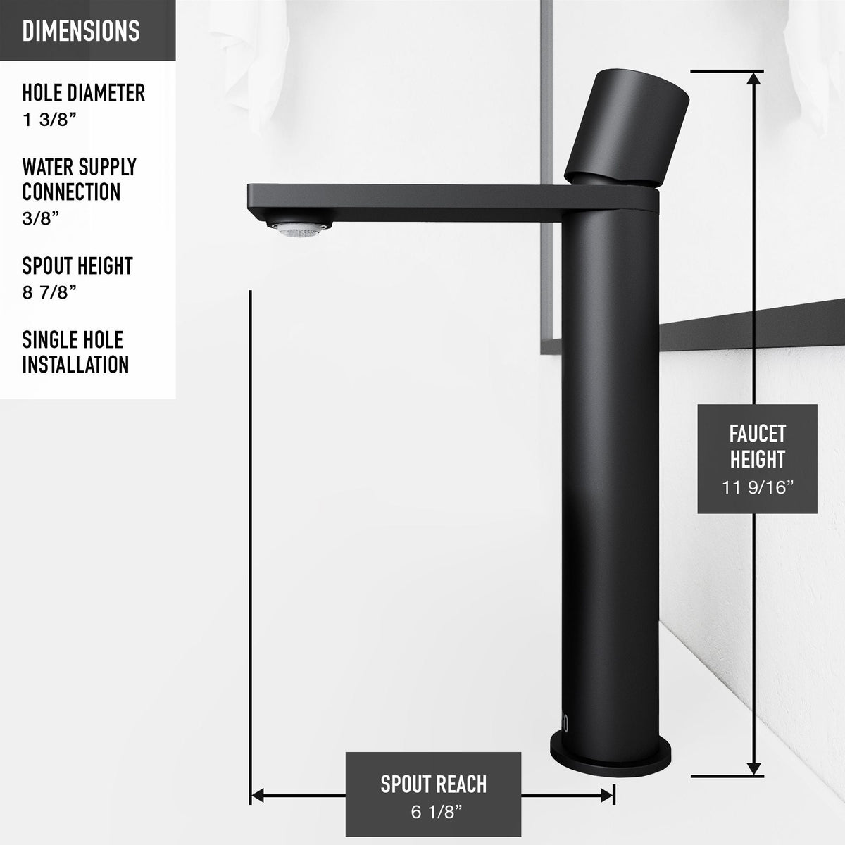 Cavalli MatteShell Matte Black Bathroom Sink/Basin Set with Gotham Faucet and Round Glass Vessel B2B6 - product image 3