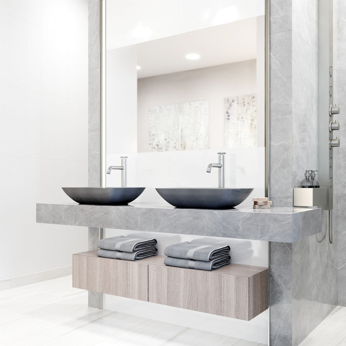 Duomo Gothic ConcretoStone Grey Bathroom Sink/Basin Set with Cass Faucet and Rectangular Vessel I7I7 - product image 7