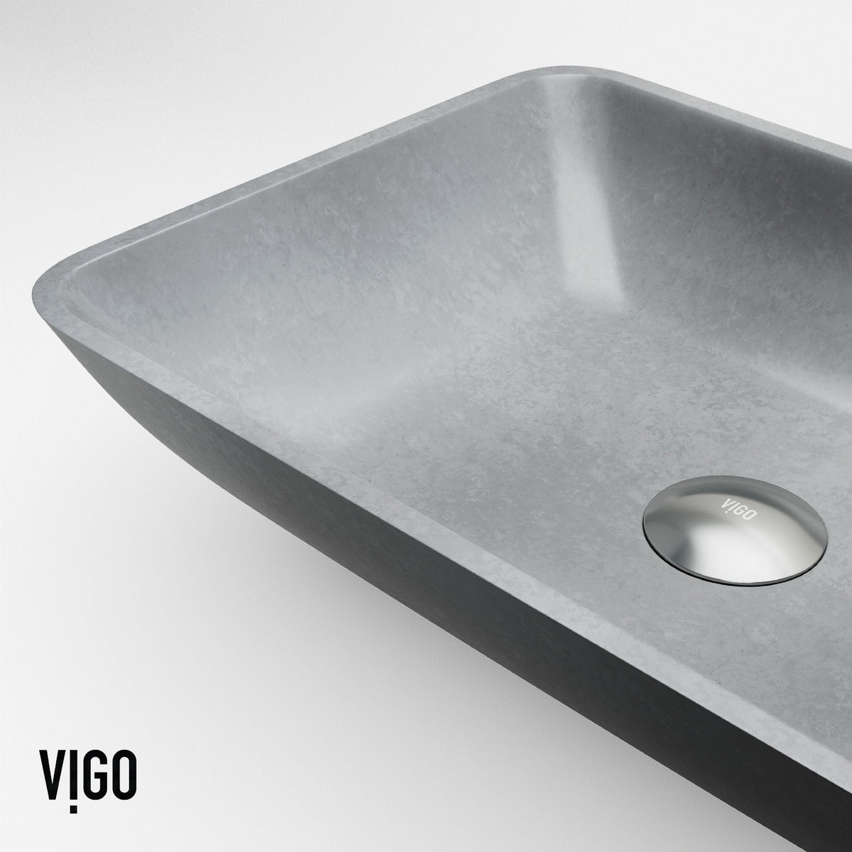 Duomo Gothic ConcretoStone Grey Bathroom Sink/Basin Set with Cass Faucet and Rectangular Vessel I7I7 - product image 8