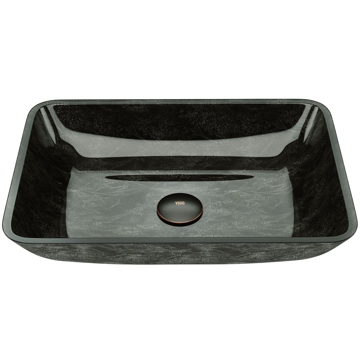 Glass Rectangular Vessel Bathroom Sink/Basin, Grey Onyx X3R3 - product image 1