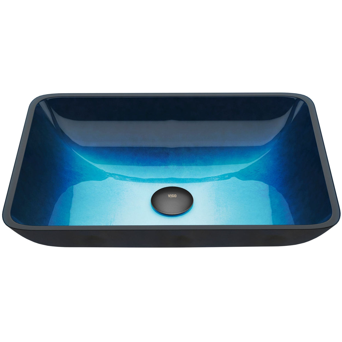 Glass Rectangular Vessel Bathroom Sink/Basin, Turquoise N2D7 - product image 1