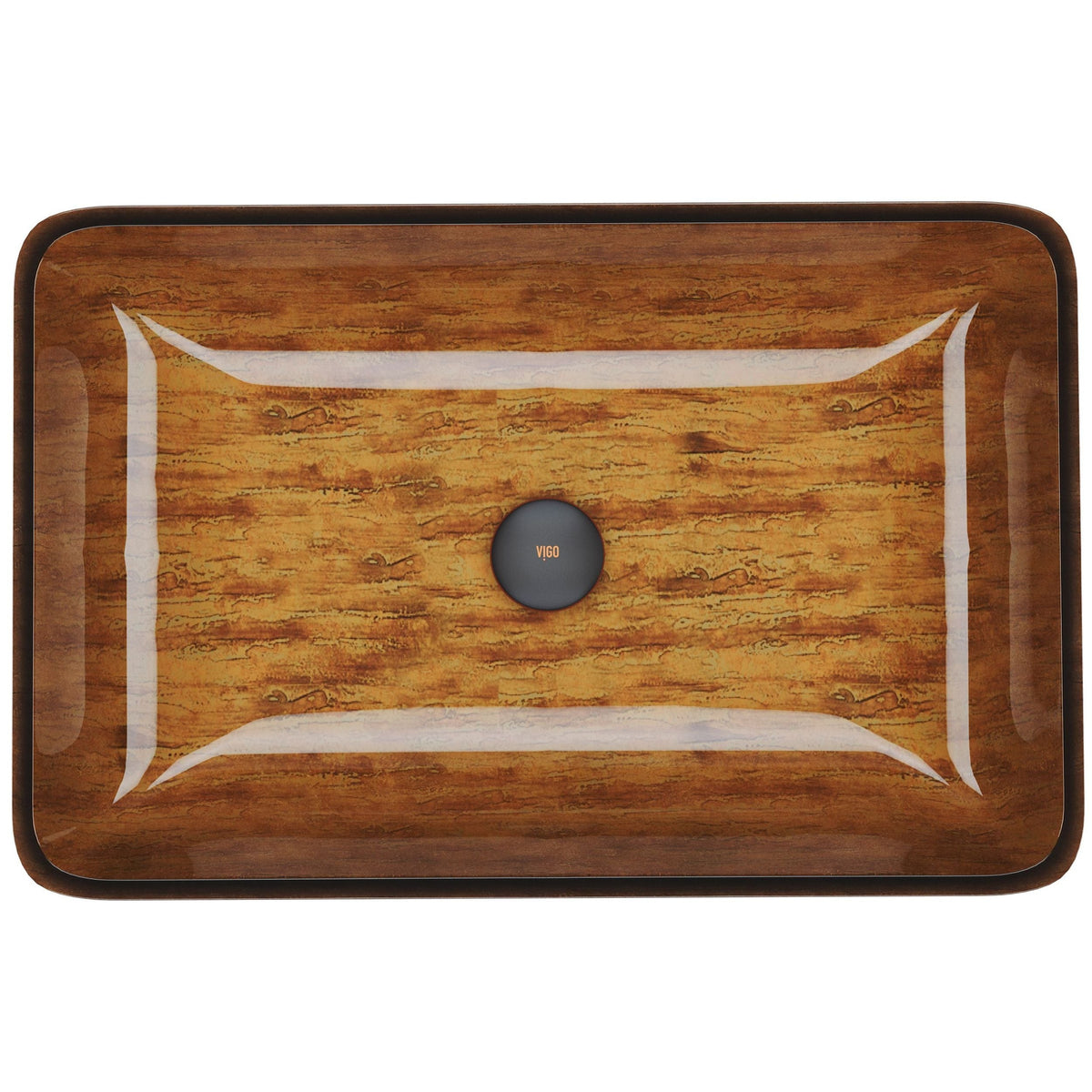 Glass Rectangular Vessel Bathroom Sink/Basin with Rounded Edges & Deep Bowl, Amber Sunset O5Z5 - product image 2