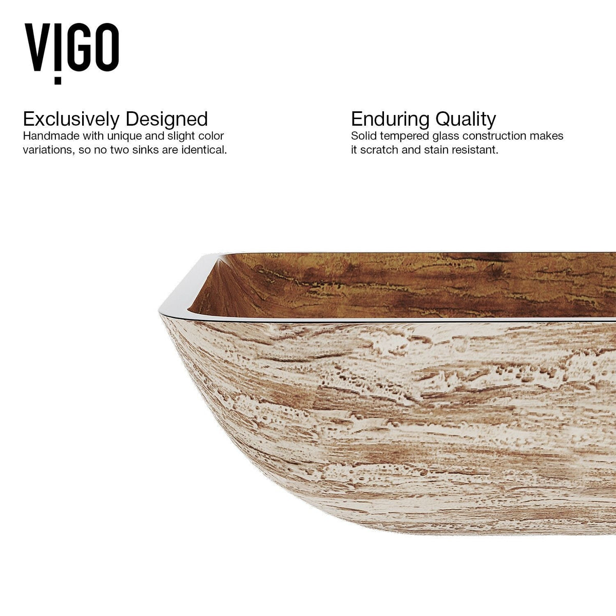 Glass Rectangular Vessel Bathroom Sink/Basin with Rounded Edges & Deep Bowl, Amber Sunset O5Z5 - product image 3