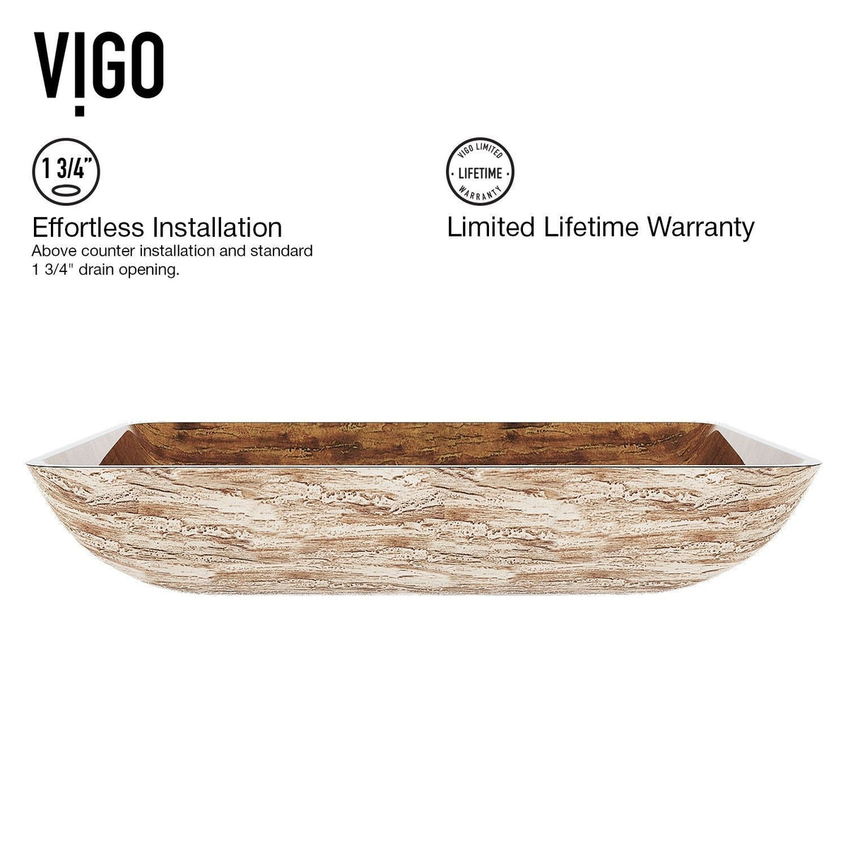 Glass Rectangular Vessel Bathroom Sink/Basin with Rounded Edges & Deep Bowl, Amber Sunset O5Z5 - product image 5