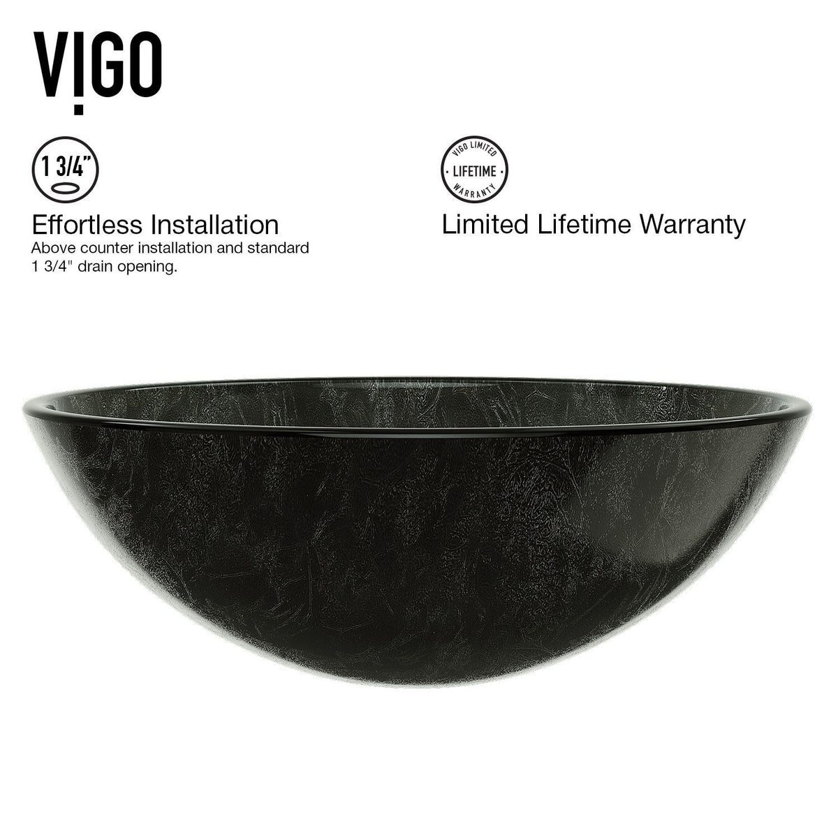 Glass Round Vessel Bathroom Sink/Basin with Deep Bowl, Gray Y0E4 - product image 3