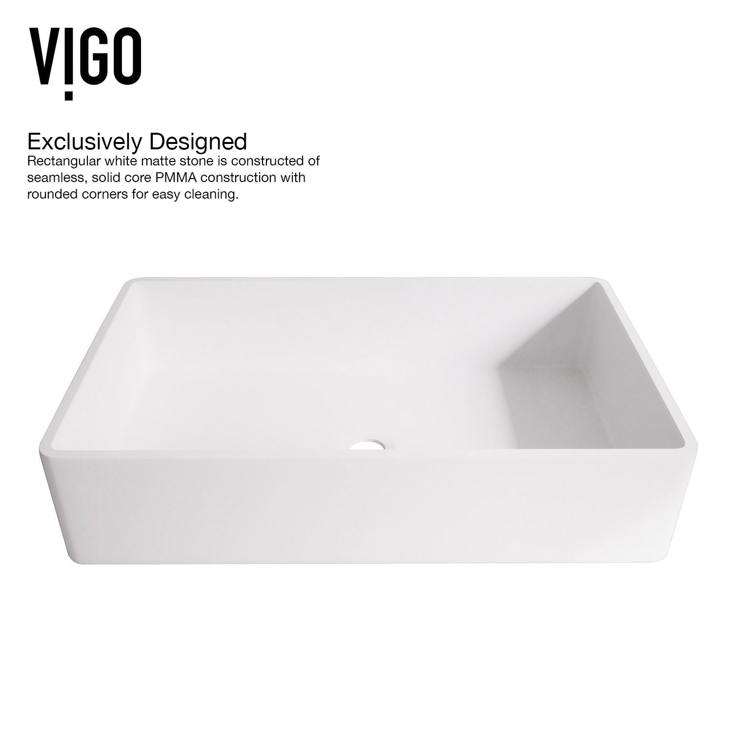 Magnolia MatteStone White Bathroom Sink/Basin Set with Matte Gold Duris Faucet and Rectangular Composite Vessel Y9P0 - product image 8
